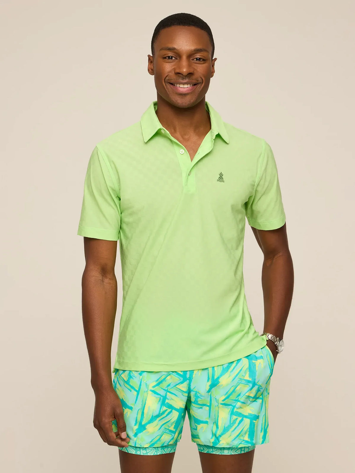 The Pistachio Glow (Textured Performance Polo)