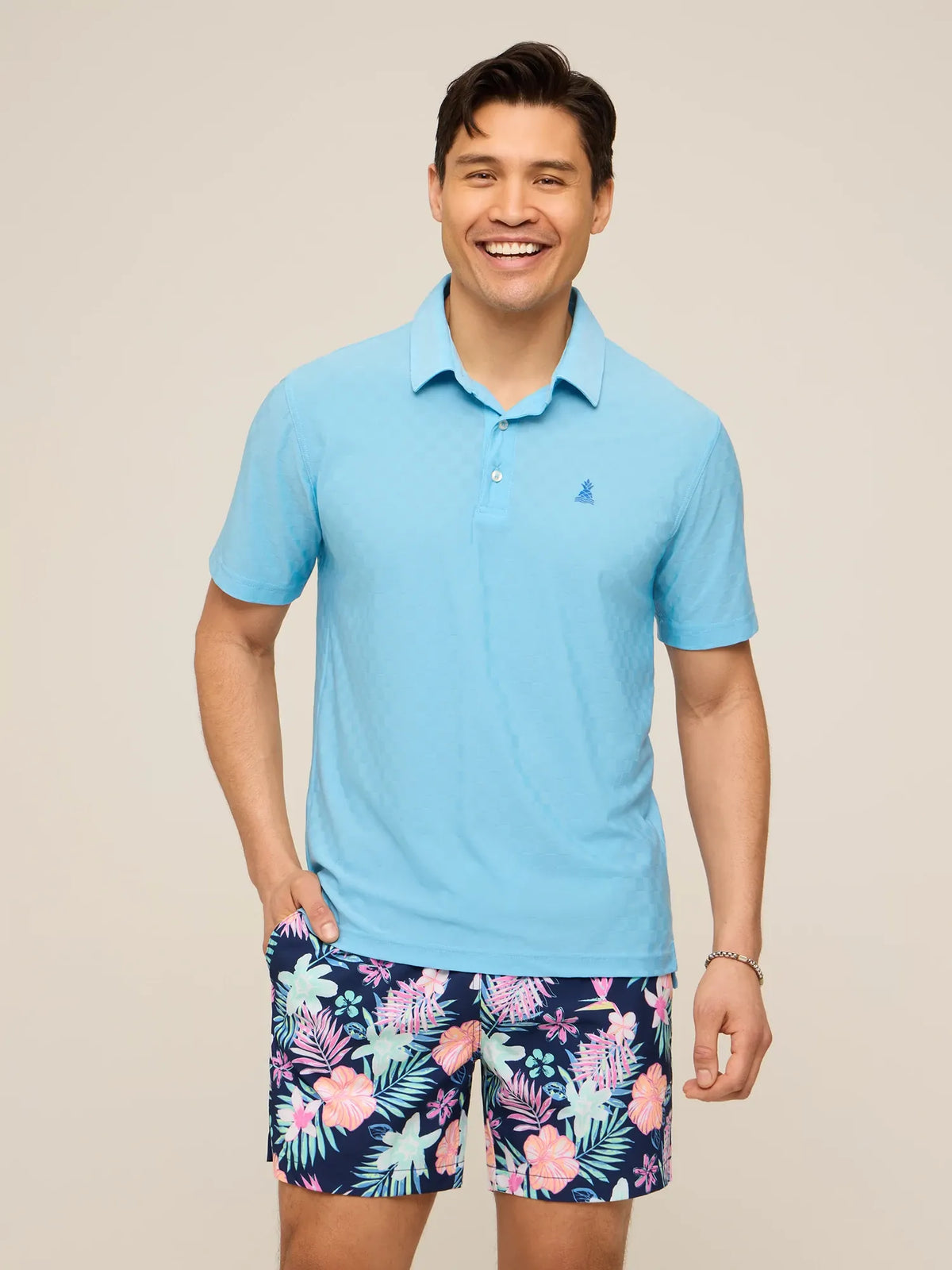The Afternoon Blue (Textured Performance Polo)