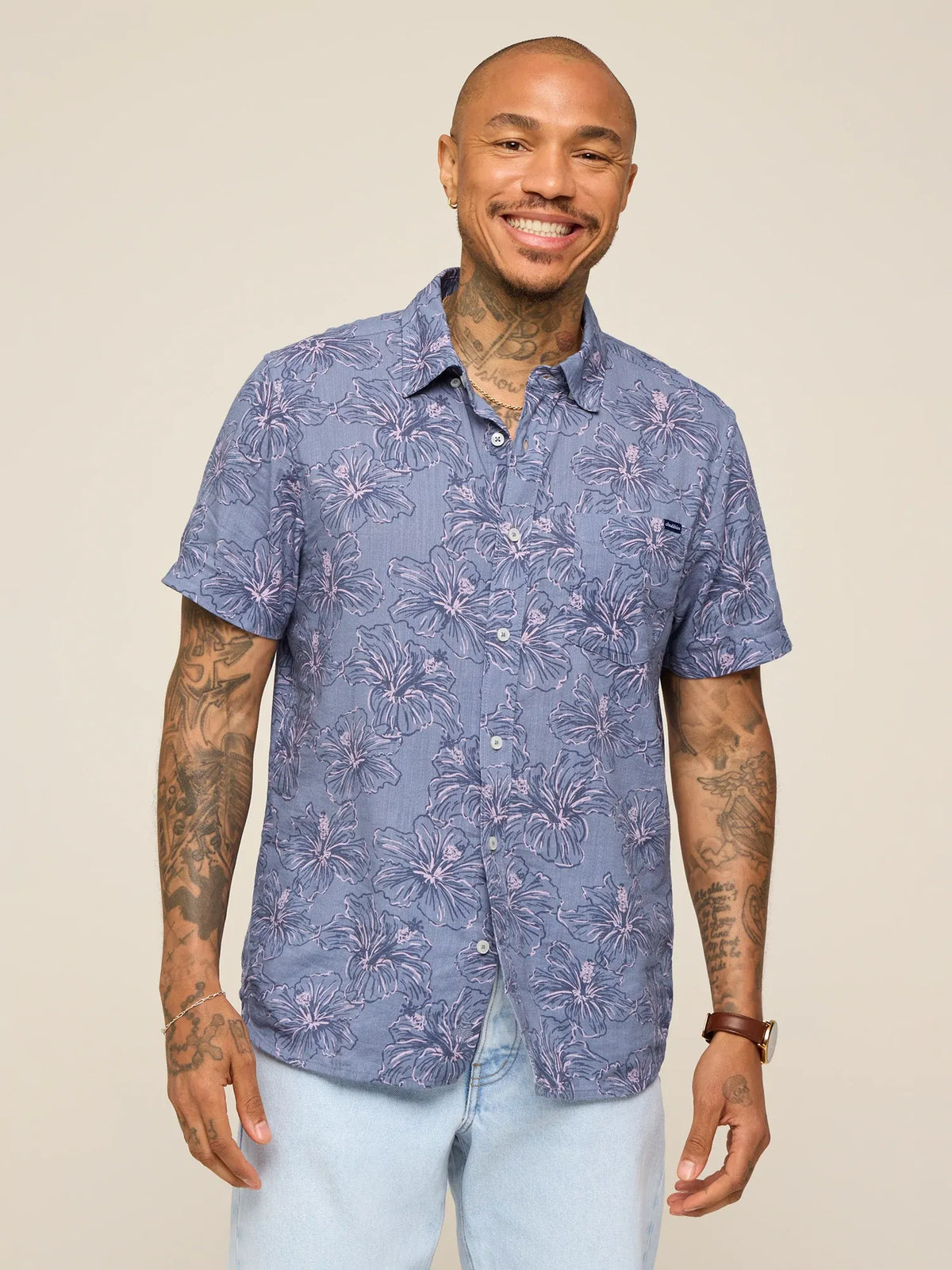 The Risk It or Hisbiscus (Resort Weave Friday Shirt)- Gray