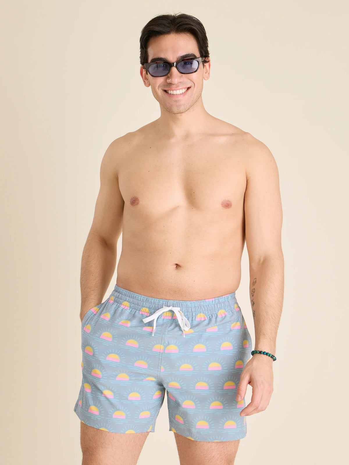 The Heat Waves- Gray 5.5" (Classic Lined Swim Trunk)
